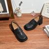 Маленькие женские кожаные туфли на толстой подошве, увеличивающие рост, 2025, французские ретро лоферы, удобные туфли с мягкой кожей и открытым верхом, детские