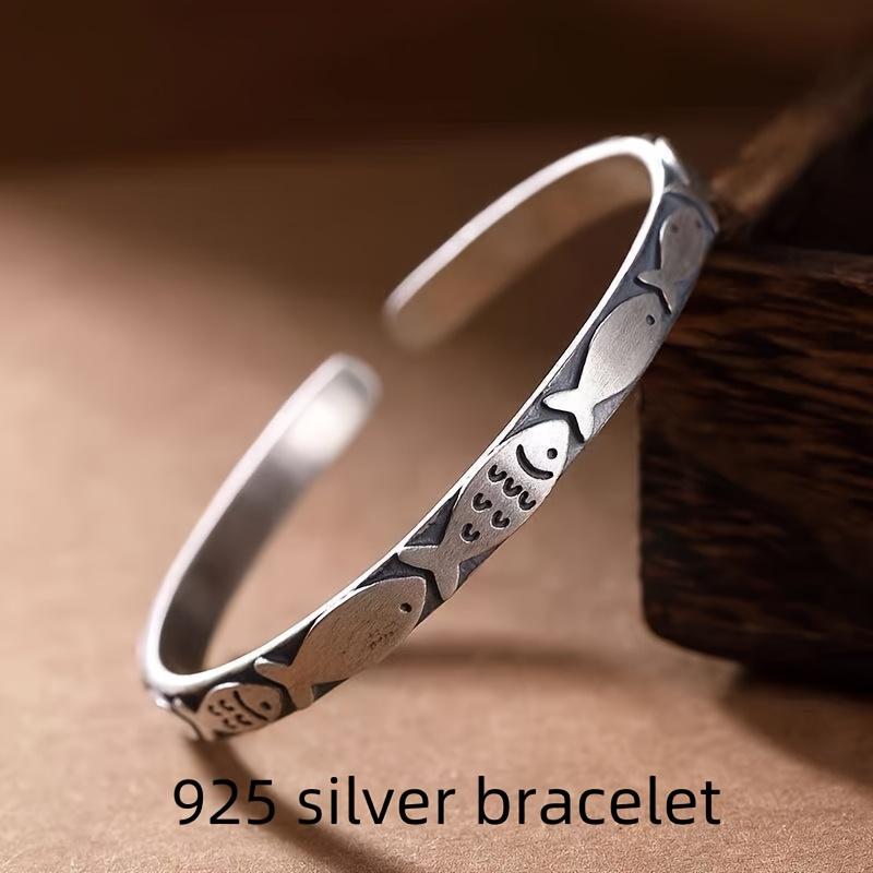 925 sterling silver fish-shaped bracelet, vintage and elegant style, a suitable jewelry for Valentine's Day and all seasons