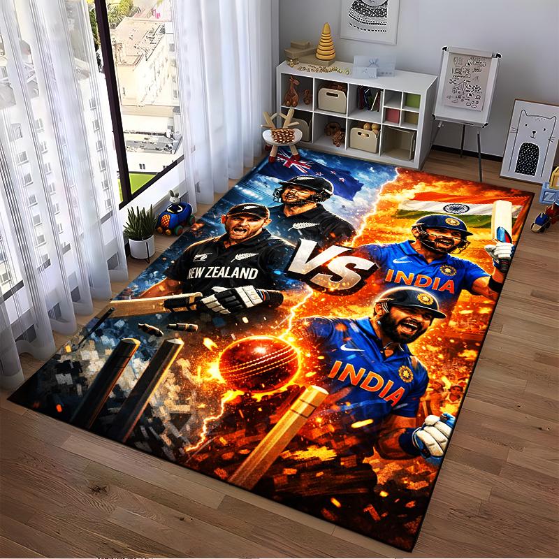 Cricket Rivalry India vs New Zealand Rug Non-slip rug suitable for living room and bedroom sofas.