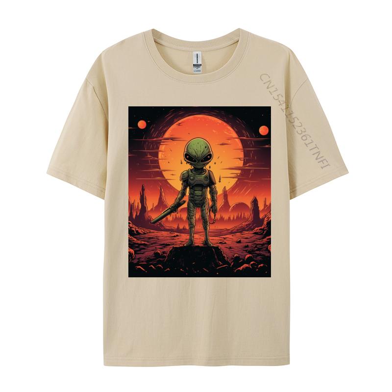 Printing Tops Tees Alien In Armor Tshirts 100 Cotton Fabric Student T Shirt Casual Tops Tees Clothing