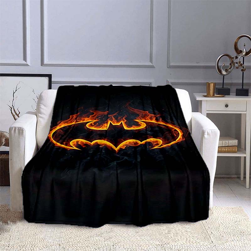 Minimalist Batman Flannel Blanket, Lightweight and Breathable Polyester Blanket, Home Textile Decoration.
