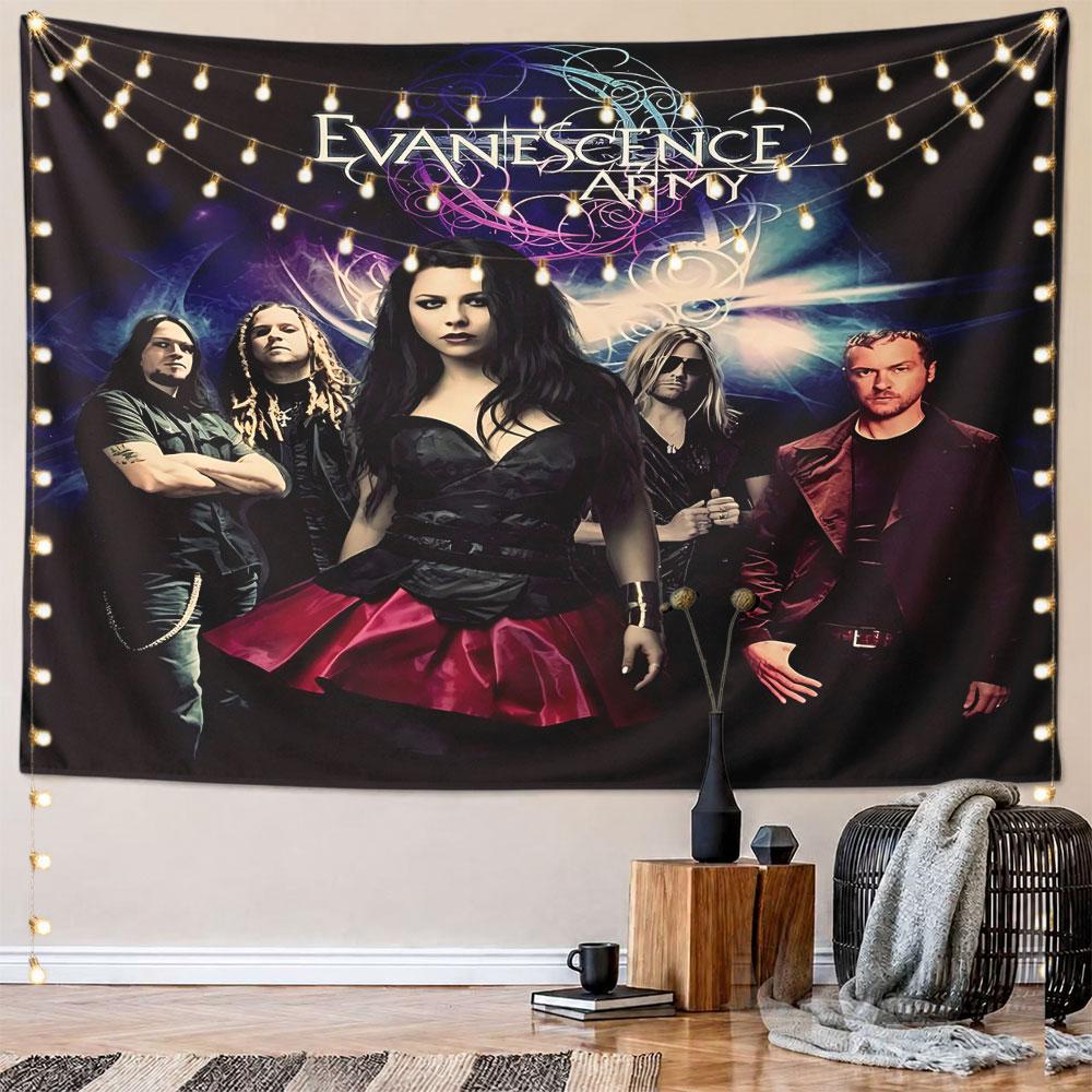 A gothic-themed band with a central female figure in a dark, vibrant setting. Patterned tapestry for bedroom and living room home decor