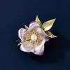Simple Enamel Painted Flower Brooch, High-End Female Elegant Pearl Brooch Temperament, Small Fragrant Style Pin, Suit Accessories