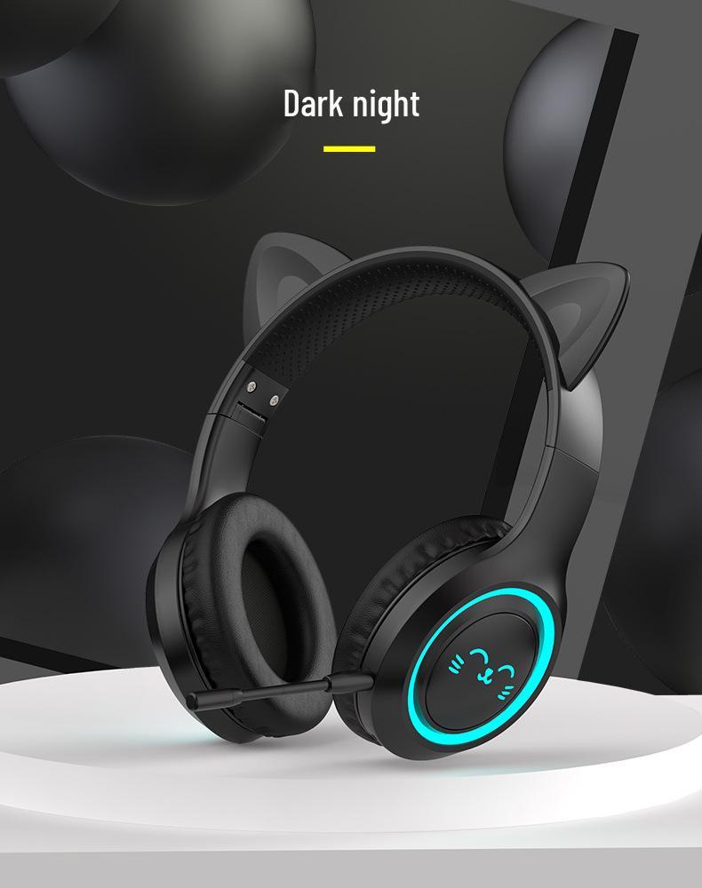 BH-300 Светящиеся беспроводные Bluetooth-наушники с кошачьими ушками и микрофоном для прямых трансляций