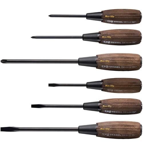 VESSEL Woody Penetrating Driver Non-Slip Grip Set of 6 (Boxed) 336PS