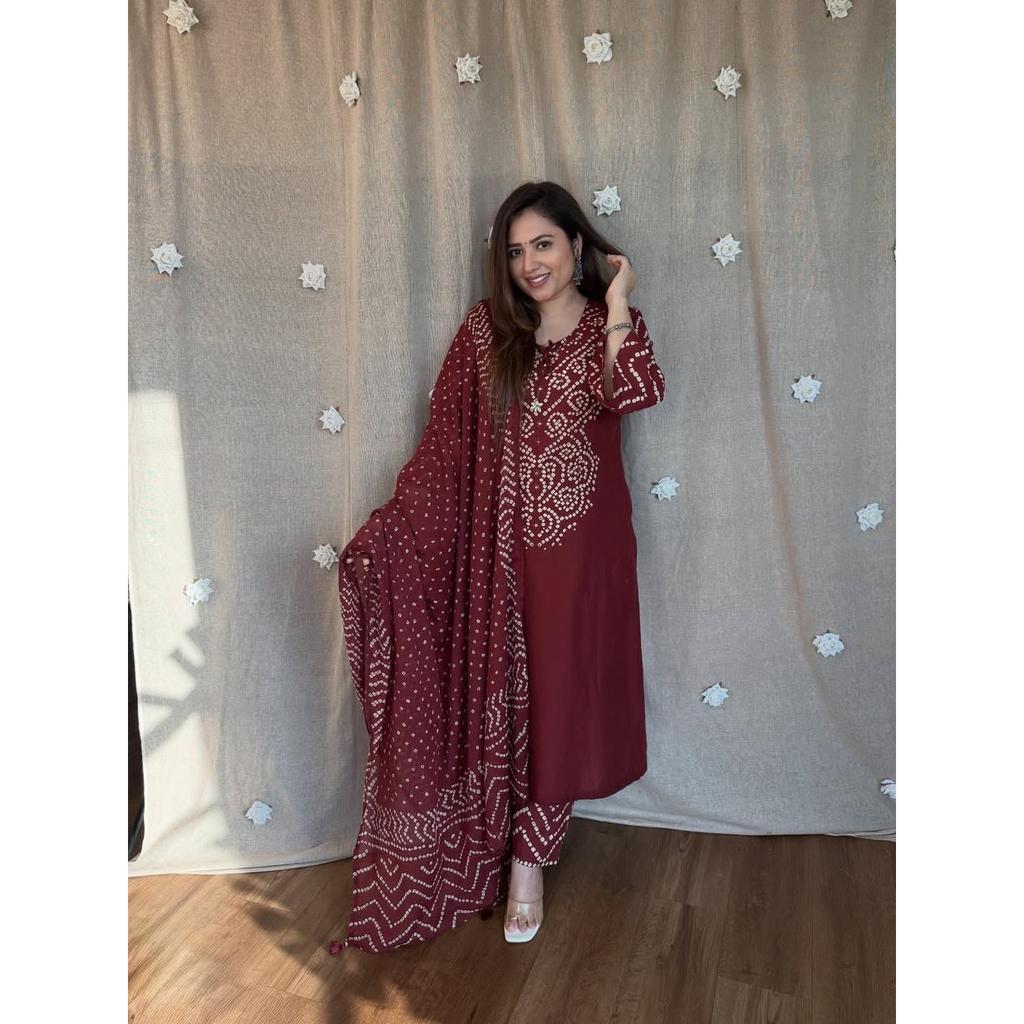 Maroon Wedding Wear Salwar Kameez Designer Women Ethnic Kurta Pant Dupatta Set