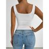 Women's Sleeveless Camisole Vest with Square Neckline, Casual Basic Style, Exposed Navel Top
