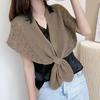 Hollow Out Knitted Shawl Korean Winter Air Conditioning Fake Collar Neck Guard Knit Thin Knotted Cape Shoulder Scarf For Women