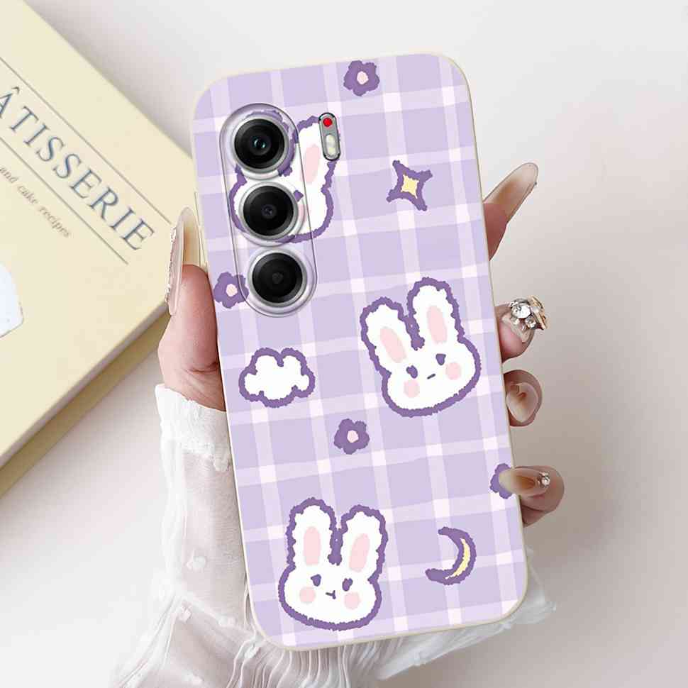 For Tecno Camon 40 Pro 5G Case Fashion Flower Cute Rabbit Soft Silicone Cover For Tecno Camon 40Pro 5G 6.78" Bumper Phone Cases
