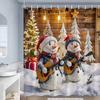 Милые синие снеговики Рождественские душевые шторы Рождественский подарок Зимний лес Кедр Природа Пейзаж Домашний декор для ванной комнаты Набор занавесок для ванной