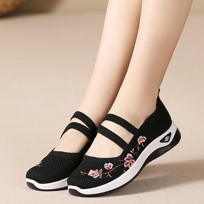 Летние новые туфли с мелким вырезом, мягкой подошвой, дышащие, на одной педали, вязаные, дышащие женские туфли, пекинские тканевые туфли, сетчатые туфли женские