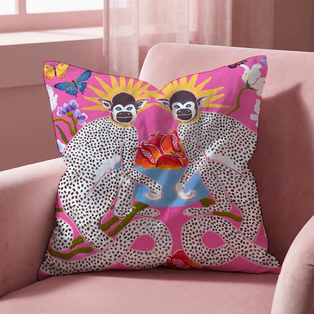 P-Paige G-Gemmel M-Monkey Cushion Cover Multi-Scene Pillow Cover for Home & Car - Reversible, Soft & Durable for Daily Use