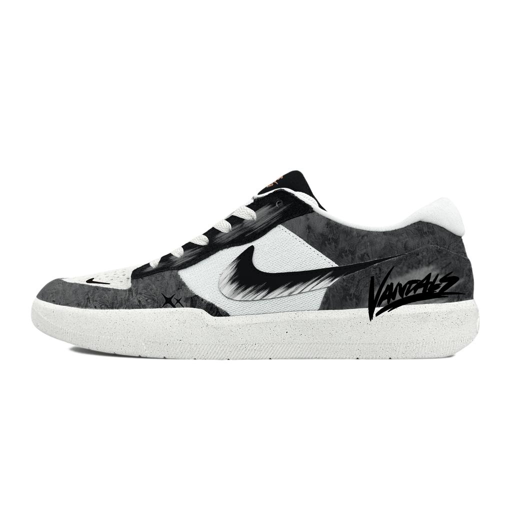 Nike SB Force 58 Cushioning Abrasion Resistant Low top Skateboard Shoes Men's Black White DV5477-012(Team1324-LD)