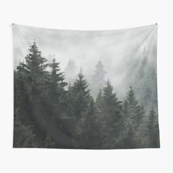 Misty Forest Tapestry Foggy Tree Wall Hanging Tapestries Nature Pine Woodland Tapestry Wall Hanging Art for Bedroom Living Room