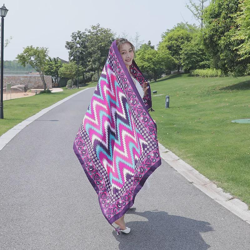 Seaside Travel Cotton & Linen Scarf: Silk Print, Sunscreen Shawl