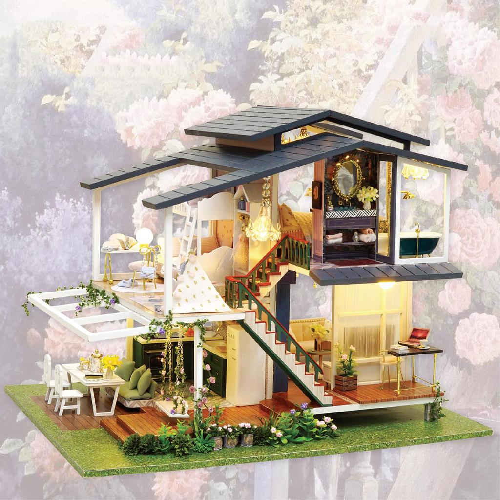 Наборы мебели для кукольного домика «сделай сам», деревянные современные светильники для виллы, игровой набор, креативная игрушка