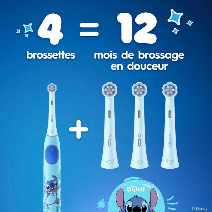 Pack de 3 brossettes Stitch - ORAL-B - iO Kids6+ - Pour enfant - Extra doux - Pour iO2 Kids - Disney - Dès 6 ans
