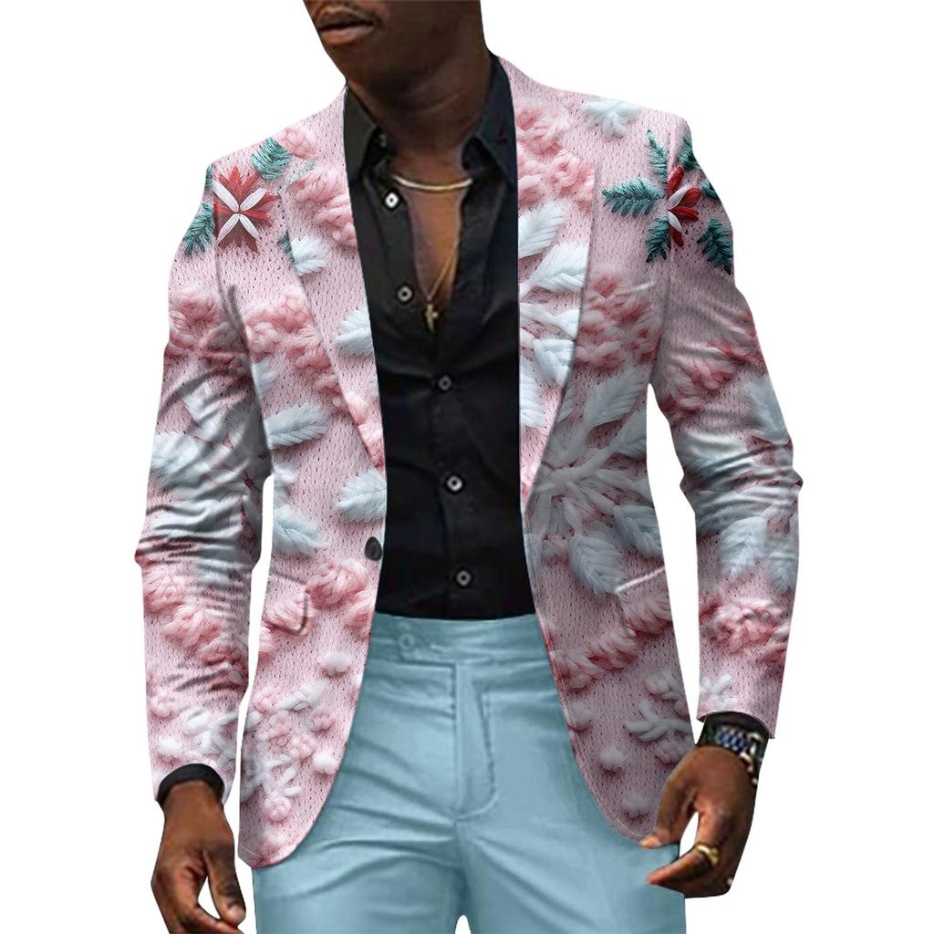 Unisex Winter Christmas Prints Suit Jackets Unisex Casual Fashion Button Jackets