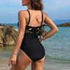 Женский монокини с глубоким V-образным вырезом без рукавов сетчатый купальник с эффектом сращивания живота, полностью закрывающий купальный костюм