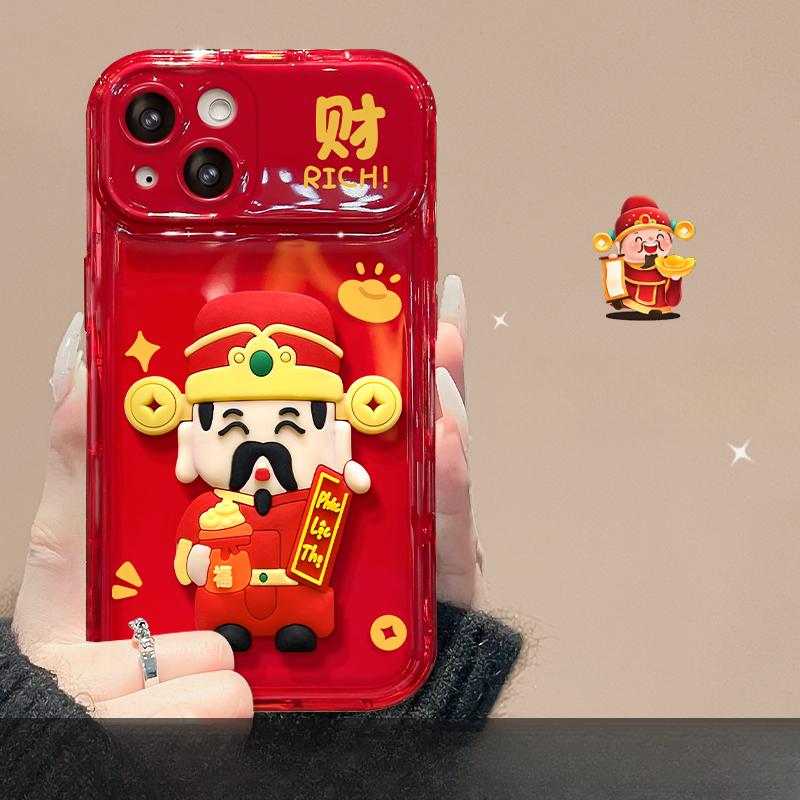 Applicable To Apple 15 Mobile Phone Case IPhone 14 Promax Lucky Cat Doll Lanyard 13 Flip Mirror 11/12