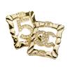 Chanel [24A Новый продукт] Квадратные металлические серьги двойной С-образной формы женские золотые