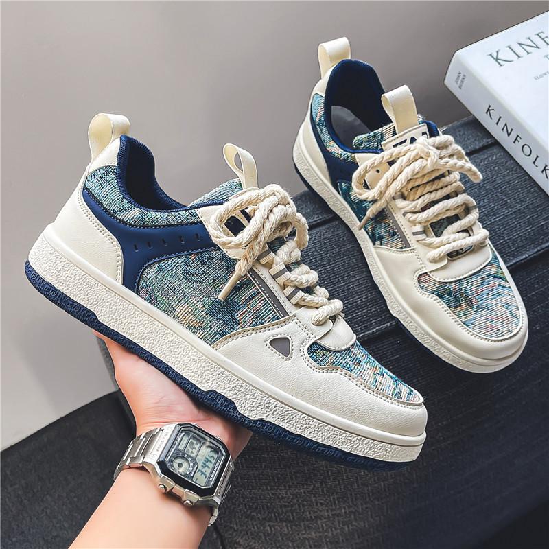 Men's shoes autumn new Maillard style fashion casual shoes camouflage style trend student comfortable board shoes men's shoes