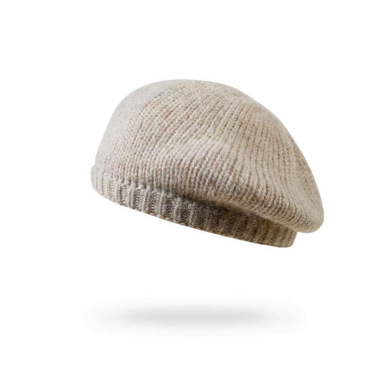 Вязаный берет, осенне-зимняя плюшевая шляпа художника, универсальная, большая окружность головы, шерстяная шляпа, женская шляпа