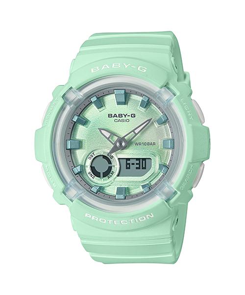 Casio Женские часы Baby-G, смола, 100 м водонепроницаемые, аналоговые, ударопрочные, кварцевые, BGA-280-3A