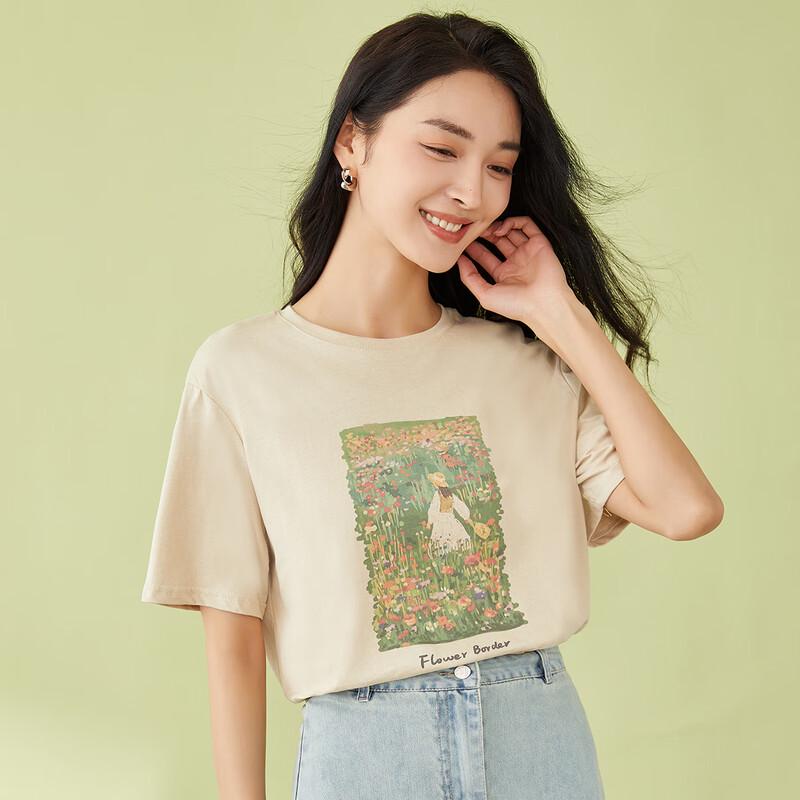 Shetu Women's Garden Print Short Sleeve T-shirt