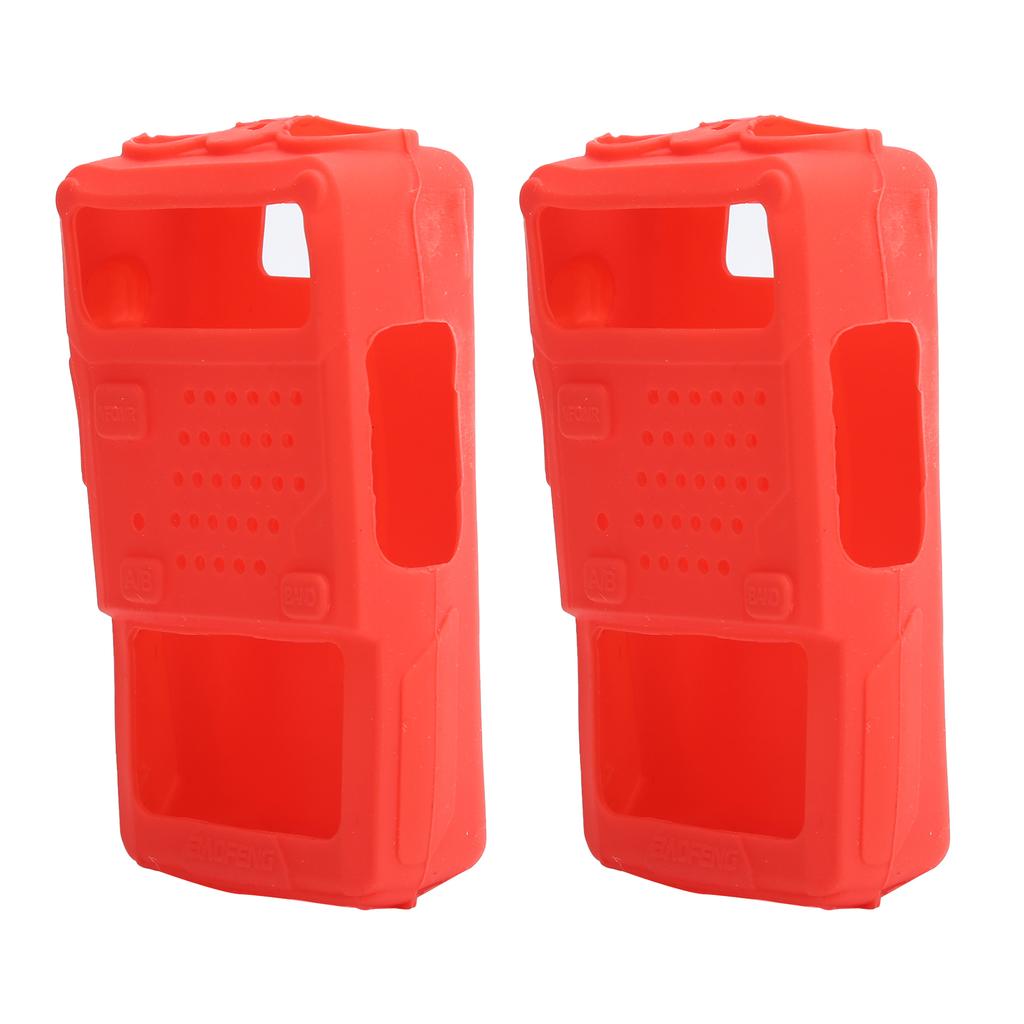 2PCS Mini Walky Talky Силиконовый защитный мягкий чехол Двусторонняя радиозащита для Baofeng UV5R(красный )