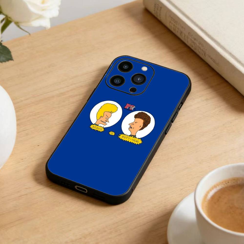 Cartoon B-Beavis And Butt-Head Phone Case For iPhone 16,15,14,13,12,17,Pro Max,Plus Silicone Black Case