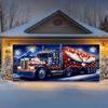 Theme truck garage door banner, large polyester patriotic wall decoration, "Back on the Road" design hanging backdrop