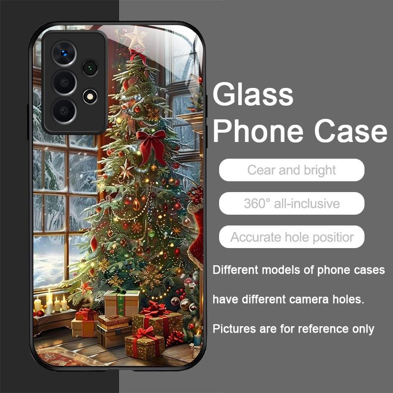 Funny Christmas Tree Gift Snowy Town Scenery Creative Phone Case for Samsung Galaxy S25 Ultra S24 S23 Plus S22 S21 S20 FE Cover