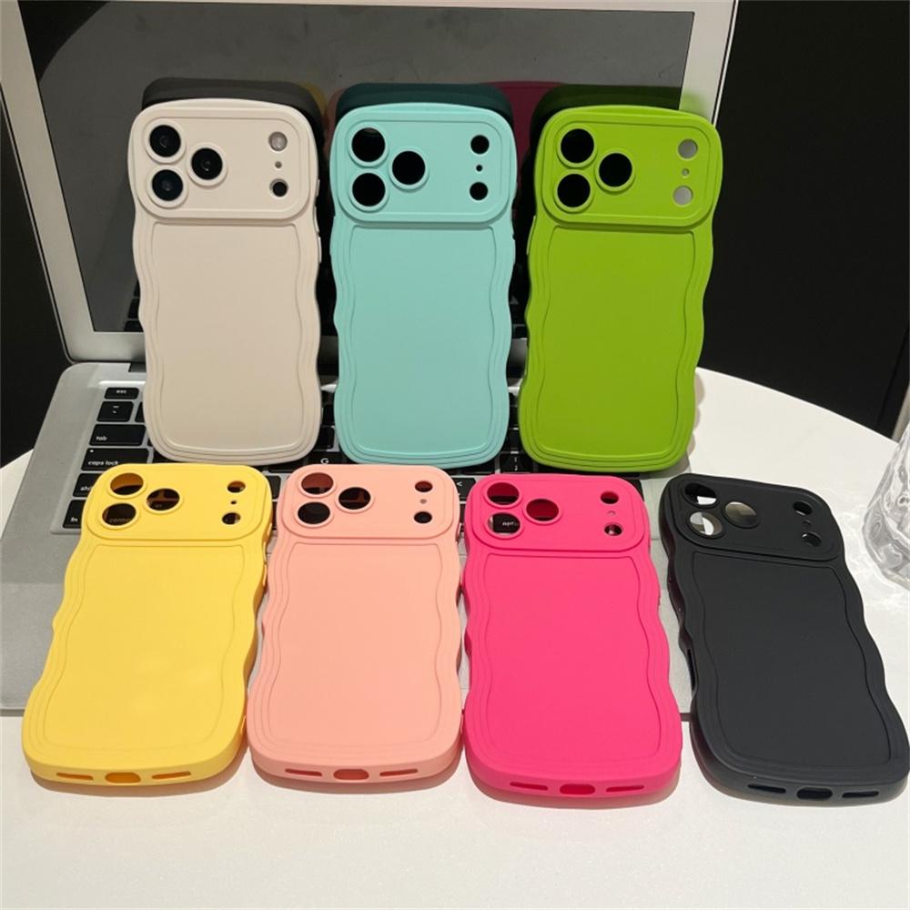 Жидкий силиконовый чехол-волна для IPhone 17 Air 16E 16 15 14 Plus 13 12 11 Pro Max Защита всей камеры Мягкая крышка
