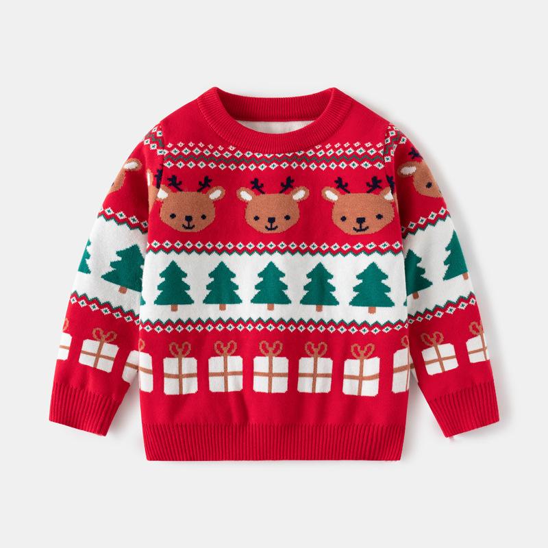 European and American Style Children's Clothing Boys Christmas Deer Jacquard Knitted Sweater Autumn New Baby Sweater
