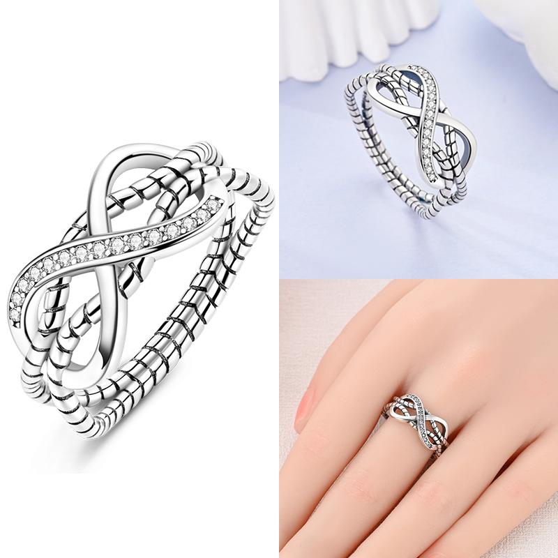 925 Sterling Silver Heart Shaped Infinite Minimalist Rings Hollow Celtic Knot Rings for Women Elegant Engagement Wedding Jewelry