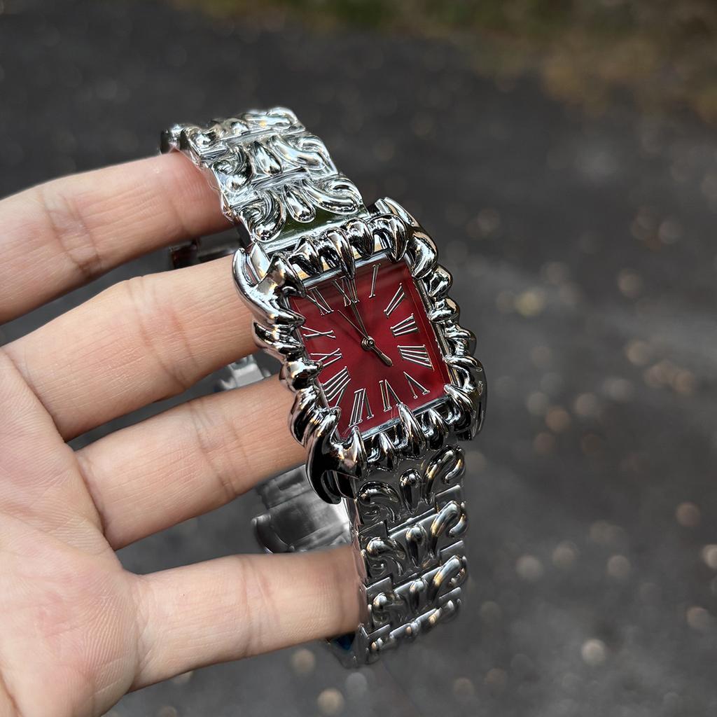 Серебристо-черные креативные квадратные кварцевые часы для мужчин Y2k дизайн когтя демона Alabaster IndustriesDevil уникальные мужские часы Relogio