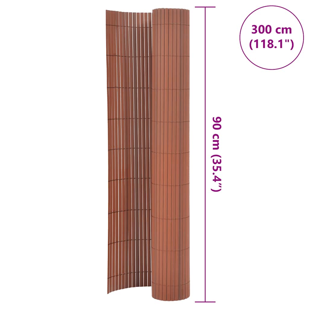 Double Sided Garden Fence PVC 90 x 300 cm Brown