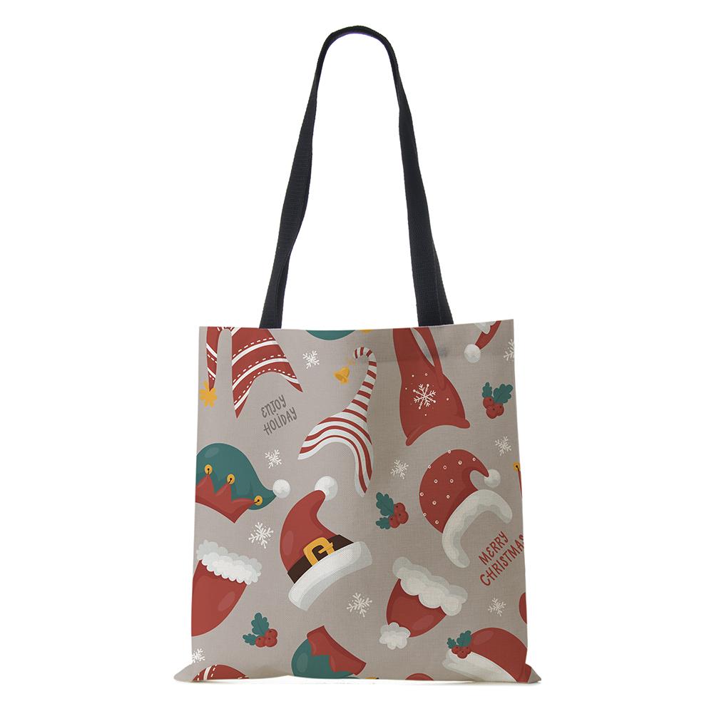 Рождественский Санта Клаус Харадзюку Холщовая сумка-шоппер Многоразовая Вместительная Сумка через плечо 2022 Рождественский подарок Складная сумка-тоут Ручная KTY