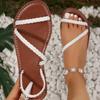 Women's Casual Sandals 2024 New Summer Versatile Fashion Roman Shoes Comfortable Flat Bottomed Vacation Beach Shoes