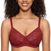 DOBREVA Кружевной бюстгальтер с цветочным кружевом и кружевом, H75, Размер, Женский, На косточках, Чашка, Гламур, Красный,