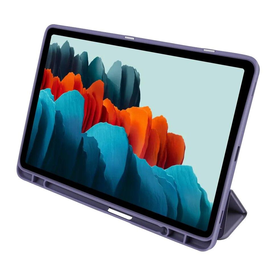 Умный кожаный флип-чехол для Samsung Galaxy Tab S8 S7 S9 Fe 11 дюймов Funda Galaxy Tab S7 Plus FE S8 S9 Plus 12,4 с лотком для ручек Smart Cover
