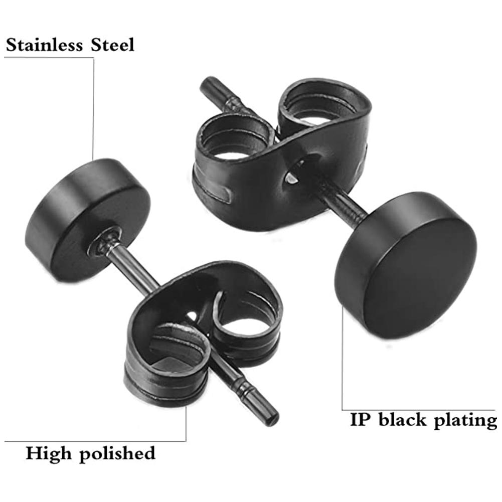 8 Pairs Men Women Stud Earrings Metal Round Dumbbell-shaped Tunnels Earrings (16 Pieces)