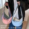 Маленькая сумка-пельмень для женщин, однотонная, нейлоновая, сумка-хобо, сумка-мессенджер, простой дизайн, женская сумка-клатч на крючке, сумка на плечо, сумка