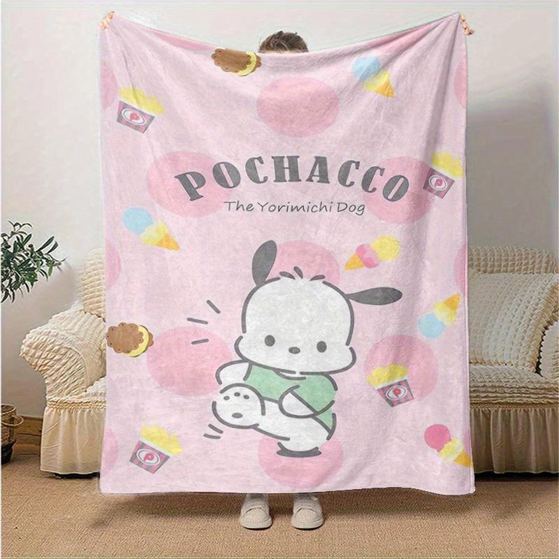 1pc, Sanrio Pochacco: The Yorimichi Dog, Cozy Home Decor Blanket. Perfect as a Gift, Sofa Throw, or Outdoor Blanket. Soft Flannel Cover for Bedroom, L
