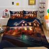 Christmas Printed Comforter Cover Set Twin Size Bedspreads Polyester Superior Fashion Cute Home Bedding