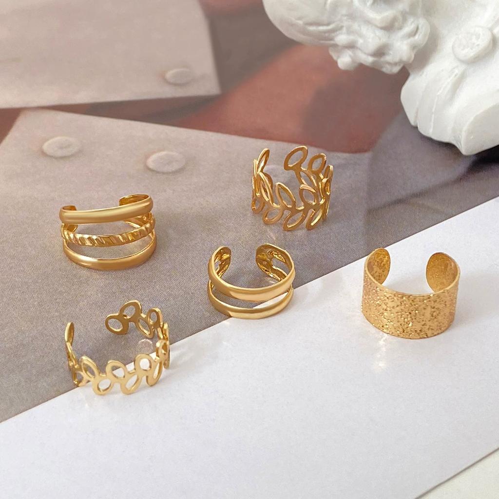 Good Gold 5-piece Set U-shaped Cartilage double-C No Ear Hole Personality 10PCS Holiday Gifts Double-layer Gold Foil Creativity Hollow Ear Clip