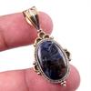 Natural Pietersite Gemstone 925 Solid Sterling Silver TwoTone Pendant 1.50" Y0W49