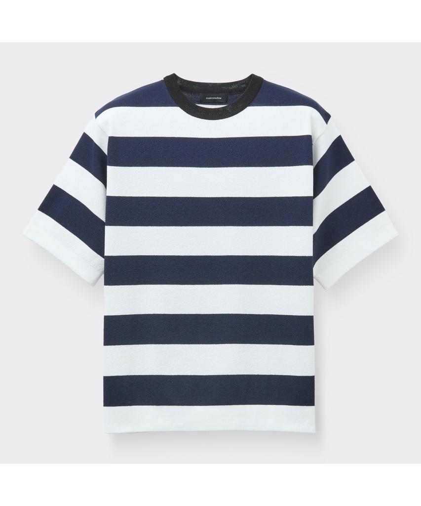 Keoseuuteommellou Black Stripes Round Neck Sweater Cwwam26424Bkx