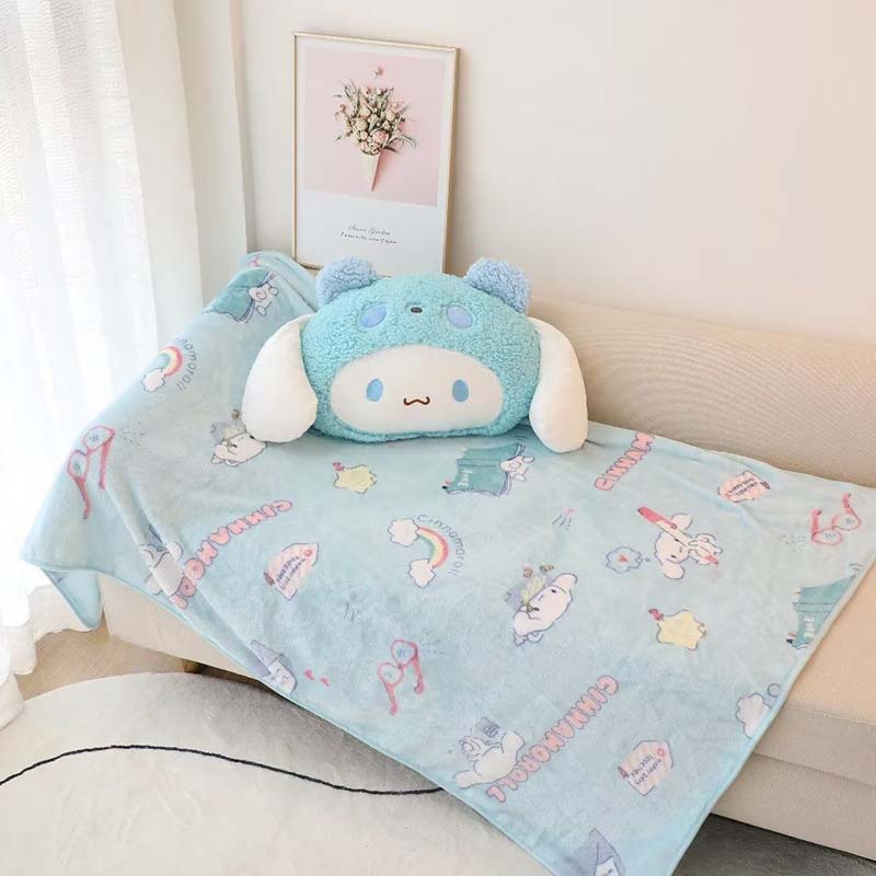 Лицензированная подушка-одеяло Squishy 2-в-1 Sanrio, милая Куроми, Циннаморолл, Моя Мелоди, Помпомпурин, плюшевое покрывало с одеялом 1,5 м